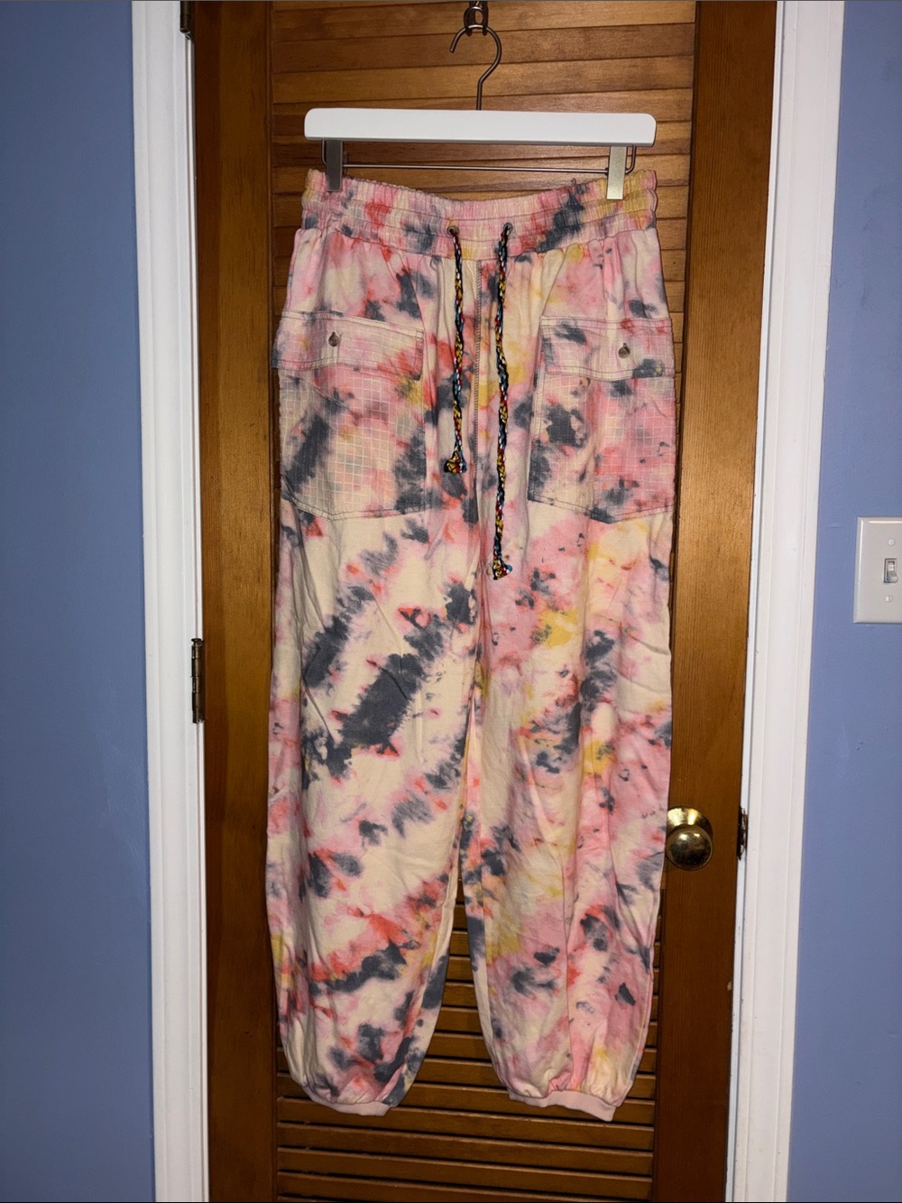 Urban Outfitters Tie-Dye Track Joggers in Pink, Yellow & Black